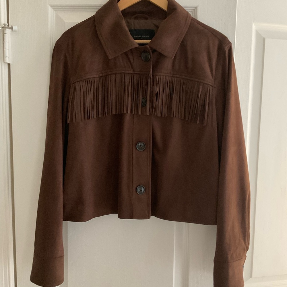 Banana Republic Chocolate Leather Jacket with Fringe
